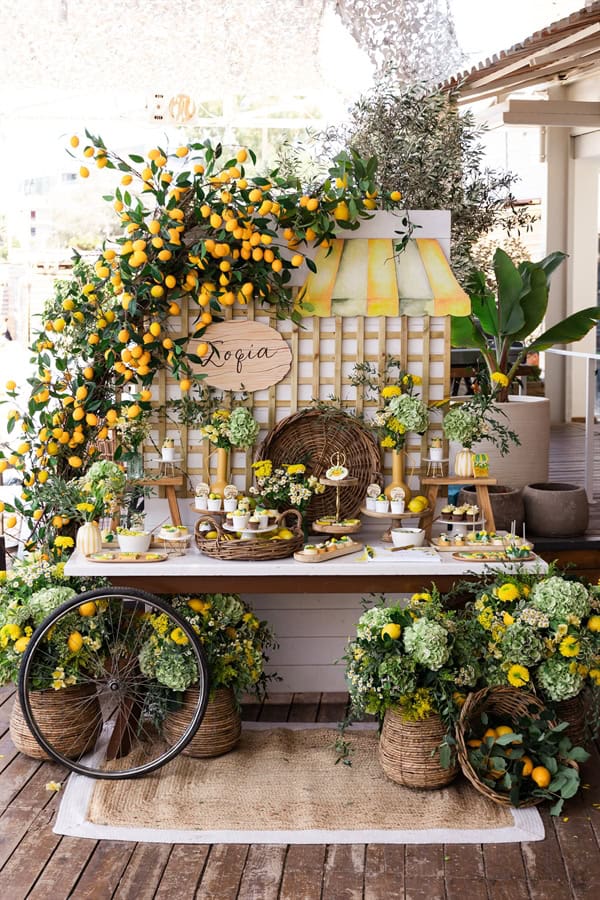 Dreamy Baptism Lemon Theme Mediterranean Flair