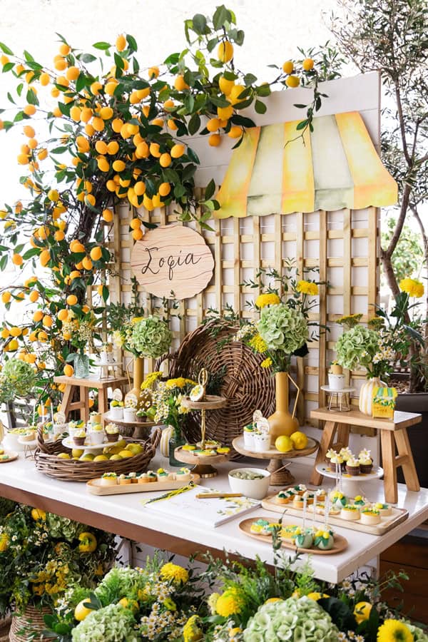 Dreamy Baptism Lemon Theme Mediterranean Flair
