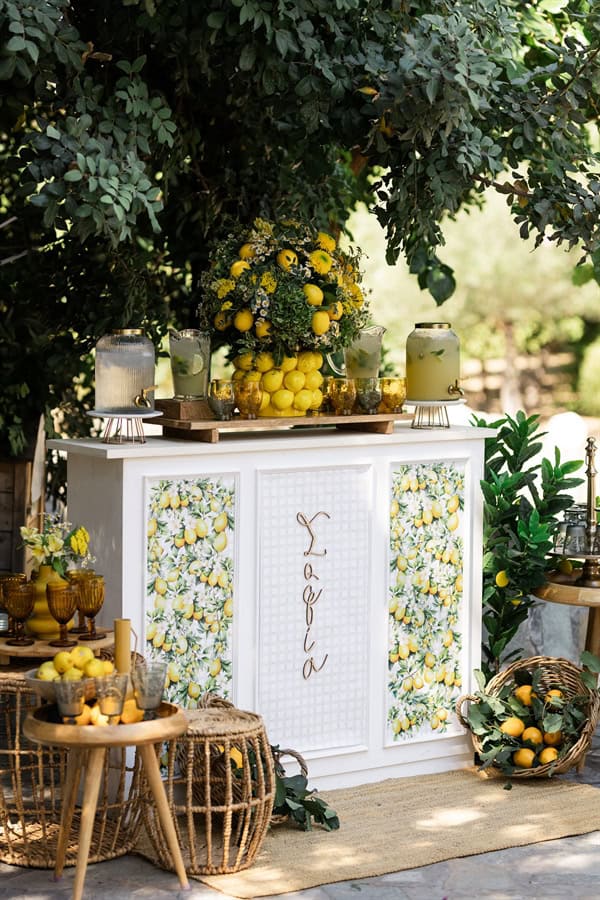 Dreamy Baptism Lemon Theme Mediterranean Flair