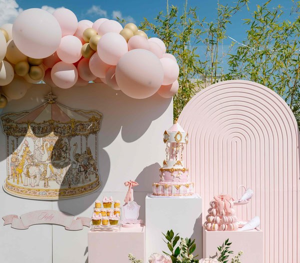 Fairytale Baptism Girl Theme Vintage Carousel