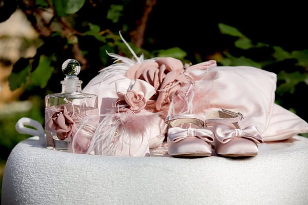 Spring Girl Baptism Floral Details Pink Shades