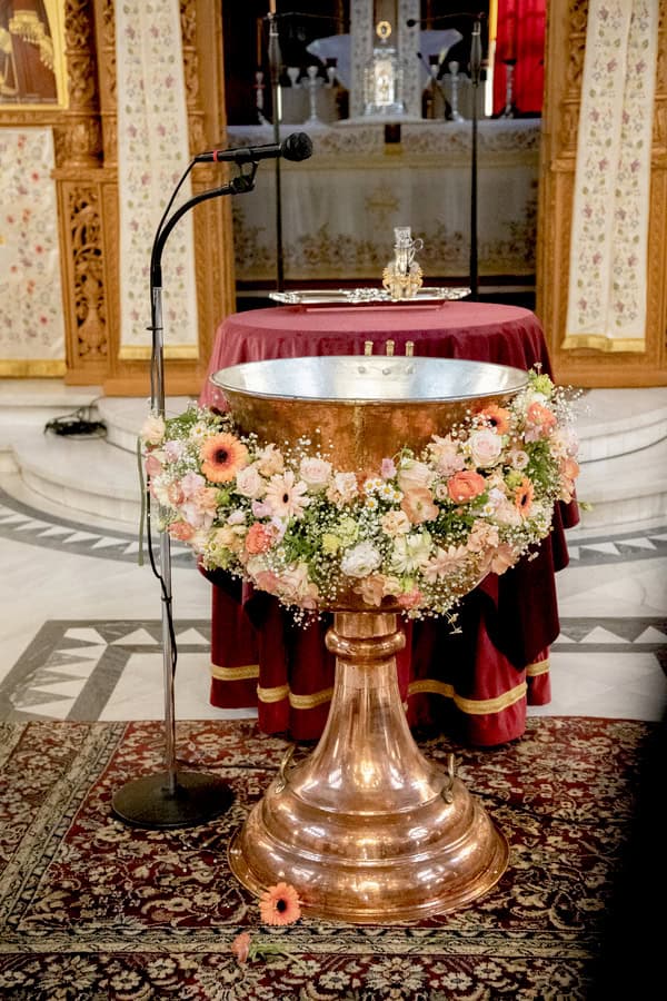 Spring Girl Baptism Floral Details Pink Shades