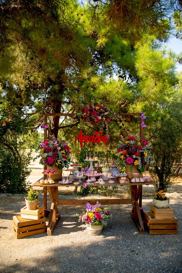 Decoration Ideas Girl Baptism Flowers Bright Colors