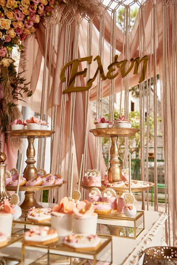 Summer Girly Baptism Dusty Pink Shades Theme Flowers