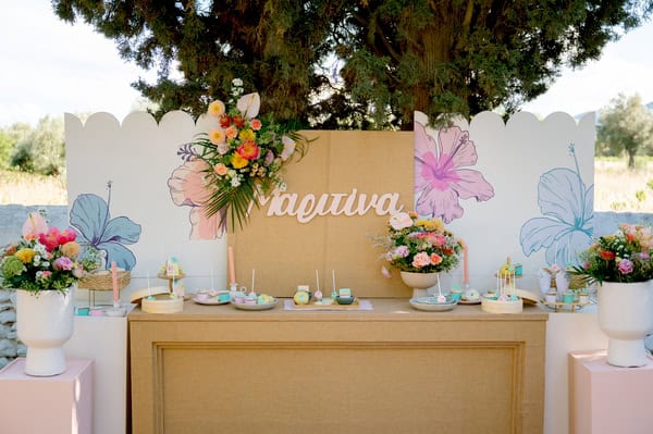 Ideas Decorative Girl Baptism Theme Beautiful Colorful Flowers