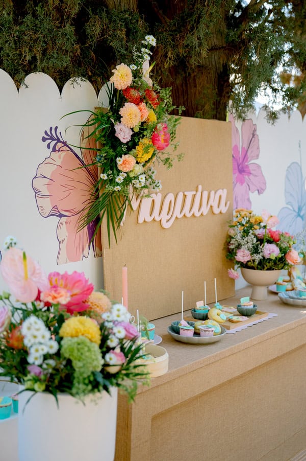 Ideas Decorative Girl Baptism Theme Beautiful Colorful Flowers