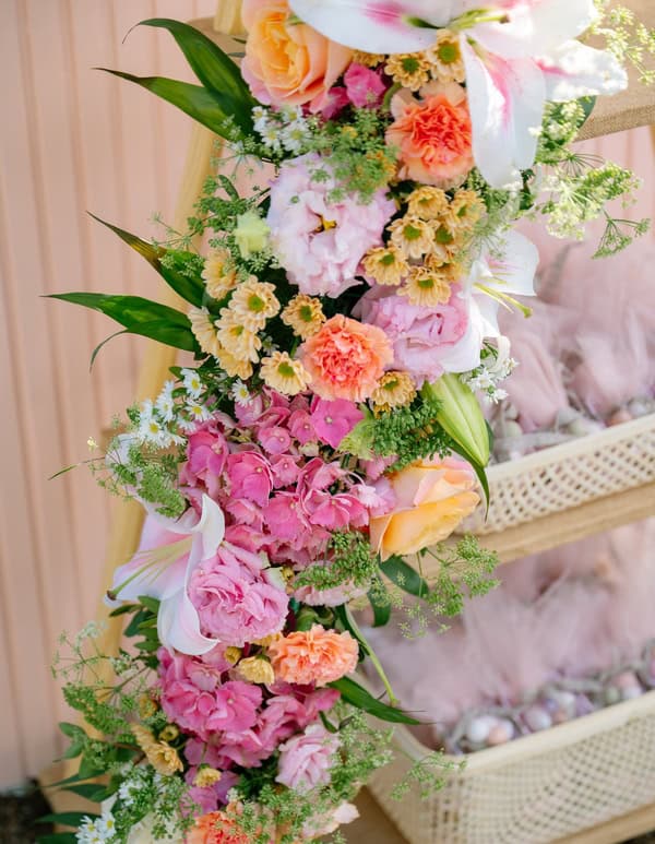 Ideas Decorative Girl Baptism Theme Beautiful Colorful Flowers