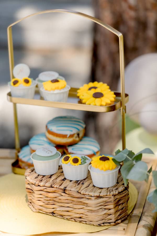 Ideas For Boy Baptism With Sunflower Theme And Vintage Details