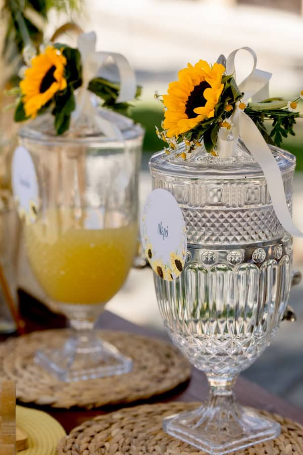 Ideas For Boy Baptism With Sunflower Theme And Vintage Details