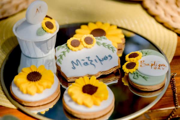 Ideas For Boy Baptism With Sunflower Theme And Vintage Details