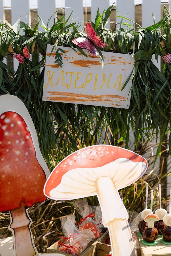 Ideas For Girl Baptism Decoration With Mushrooms And Sunflowers
