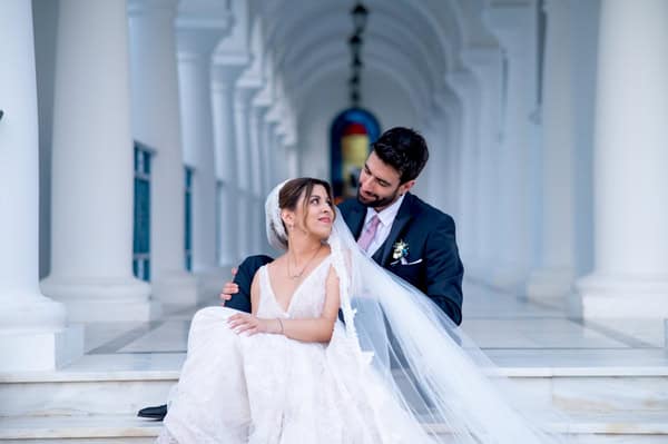 Romantic Summer Wedding With White And Blue Details