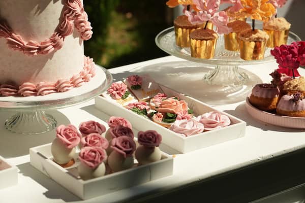 Chic Baptism Pink Beige Candy Table Ideas