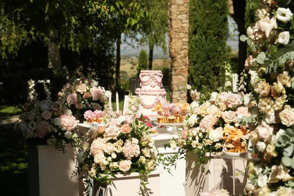 Chic Baptism Pink Beige Candy Table Ideas