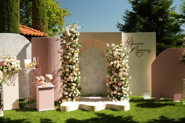 Chic Baptism Pink Beige Candy Table Ideas