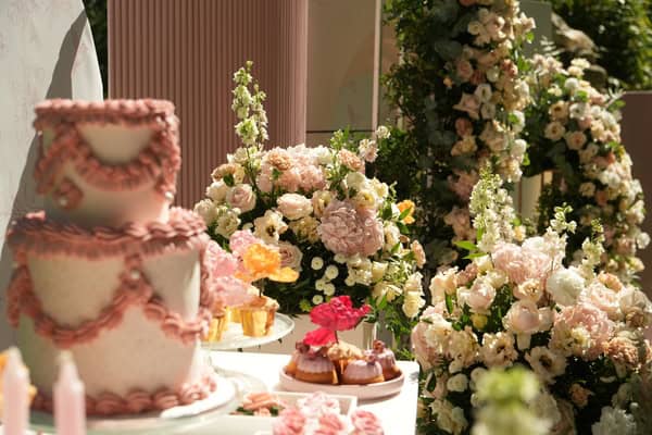 Chic Baptism Pink Beige Candy Table Ideas