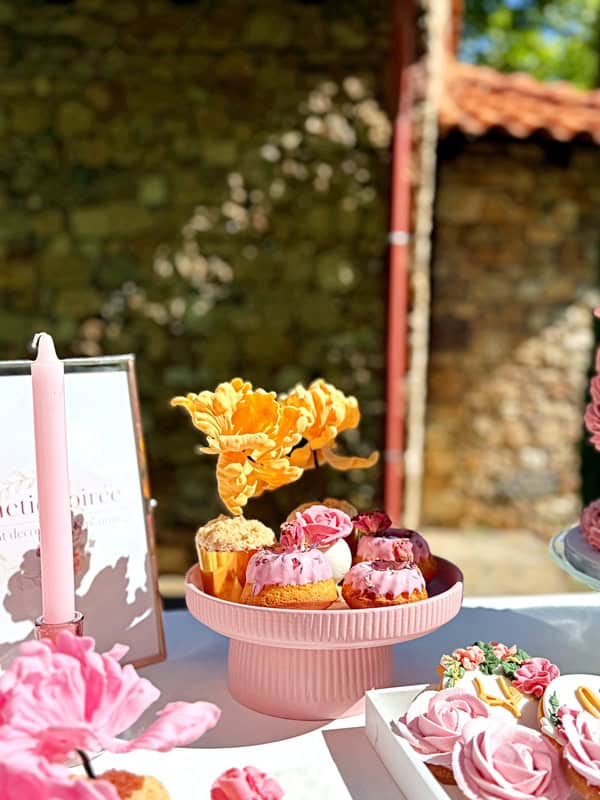 Chic Baptism Pink Beige Candy Table Ideas