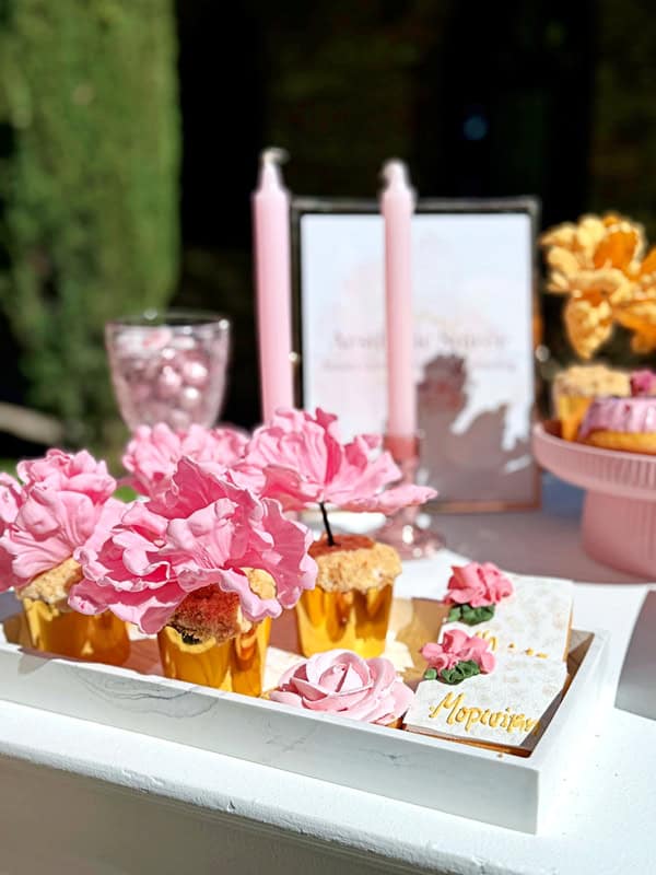 Chic Baptism Pink Beige Candy Table Ideas