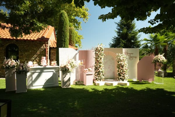 Chic Baptism Pink Beige Candy Table Ideas