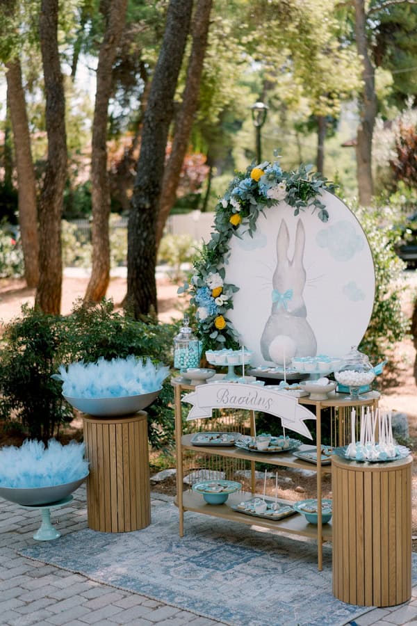 Baby Boy Baptism Bunny Theme Blue Yellow Ideas