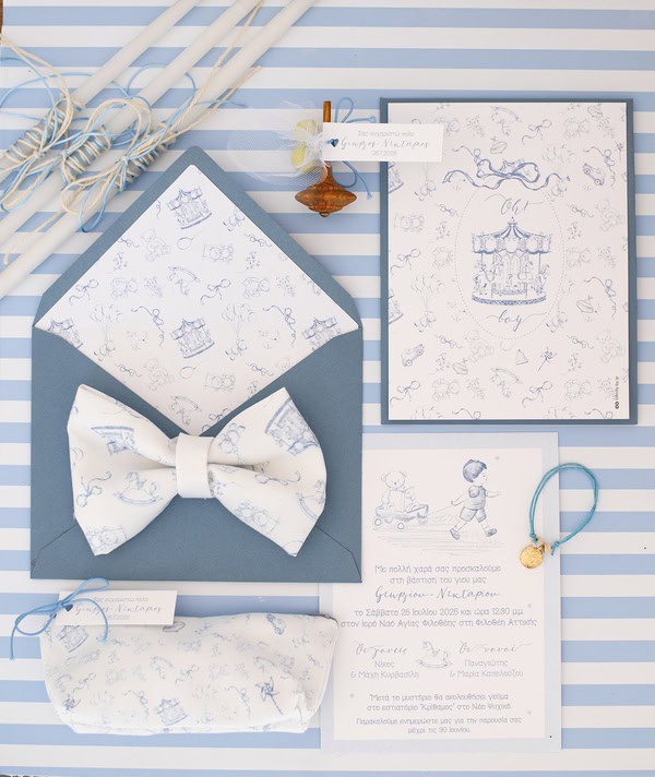 Boy Baptism Vintage Carousel White Light Blue Ideas