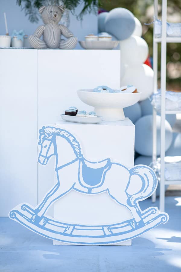 Boy Baptism Vintage Carousel White Light Blue Ideas