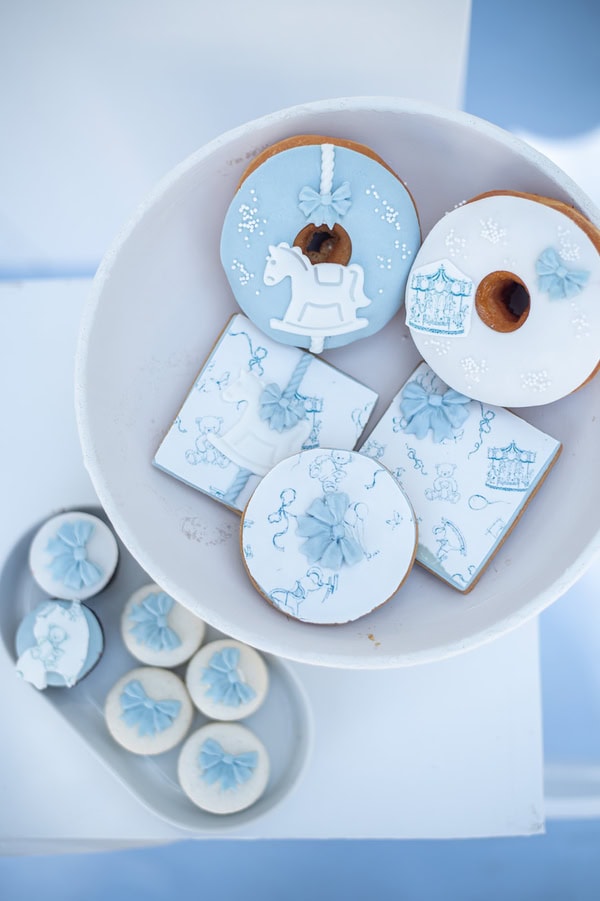 Boy Baptism Vintage Carousel White Light Blue Ideas
