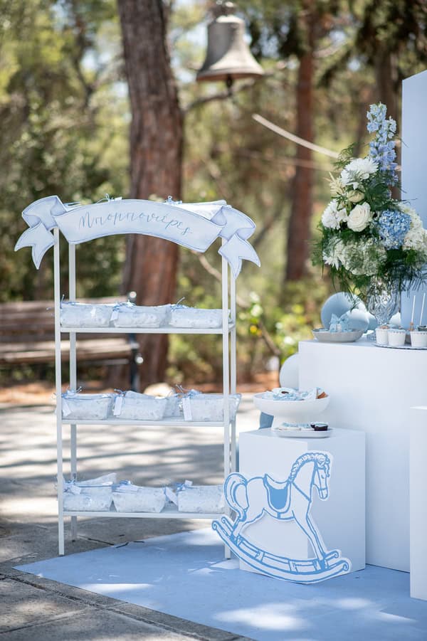 Boy Baptism Vintage Carousel White Light Blue Ideas