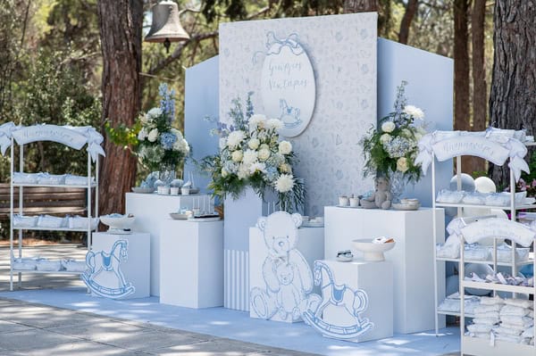 Boy Baptism Vintage Carousel White Light Blue Ideas