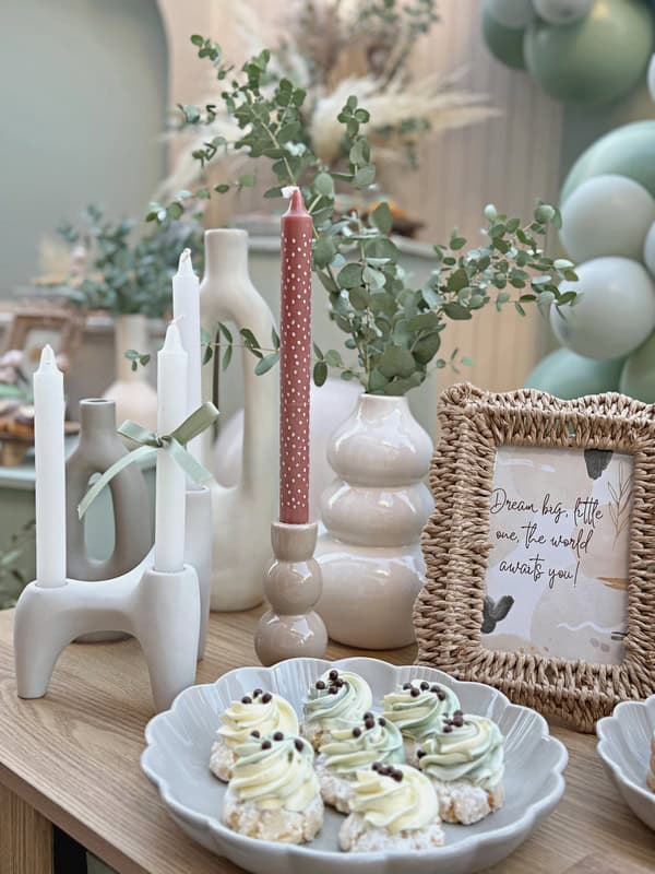 Ideas For Boho Chic Baptism Mint White Pampas Eucalyptus