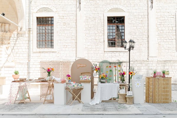 Romantic Baptism Details Pastel Flowers