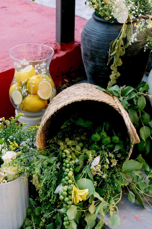 Rustic Boho Baptism Decoration Herbs Lemons