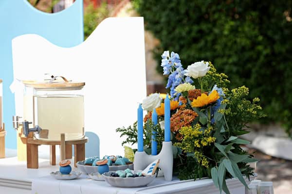 Sailboat Baptism Decoration Blue Yellow Theme