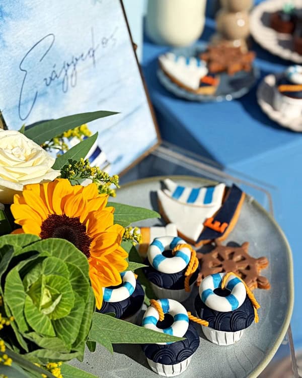 Sailboat Baptism Decoration Blue Yellow Theme