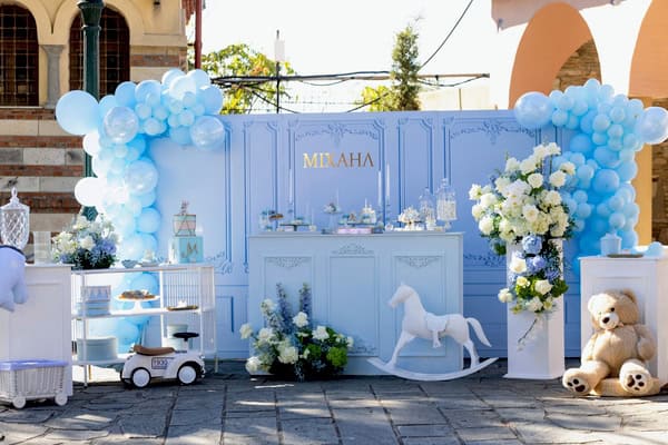 Boy Baptism Teddy Bear Theme Blue Details