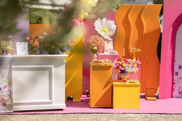 Floral Garden Girl Baptism Ideas Bold Colors Oversized Flowers