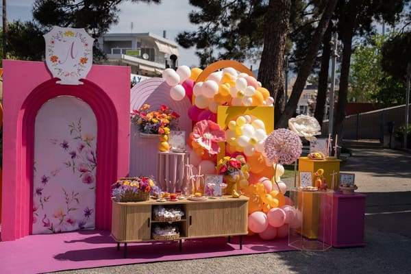 Floral Garden Girl Baptism Ideas Bold Colors Oversized Flowers