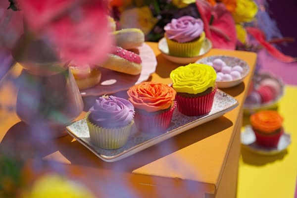 Floral Garden Girl Baptism Ideas Bold Colors Oversized Flowers