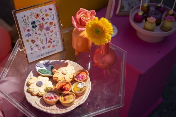 Floral Garden Girl Baptism Ideas Bold Colors Oversized Flowers