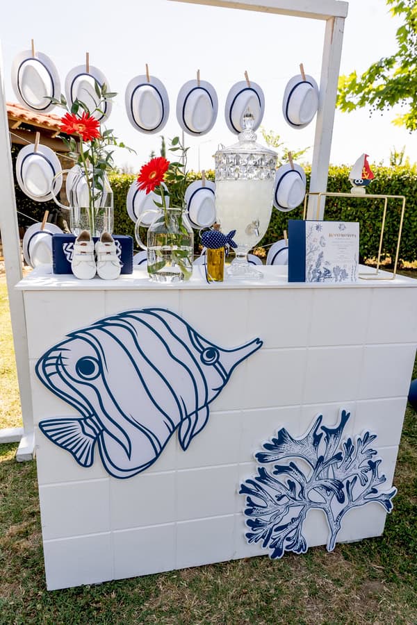 Modern Under The Sea Boy Baptism Blue White Decor