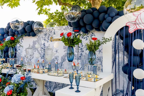 Modern Under The Sea Boy Baptism Blue White Decor