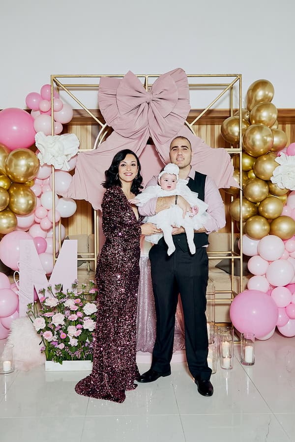 Pretty Girls Baptish With Pink Bows Gorgeous Florals