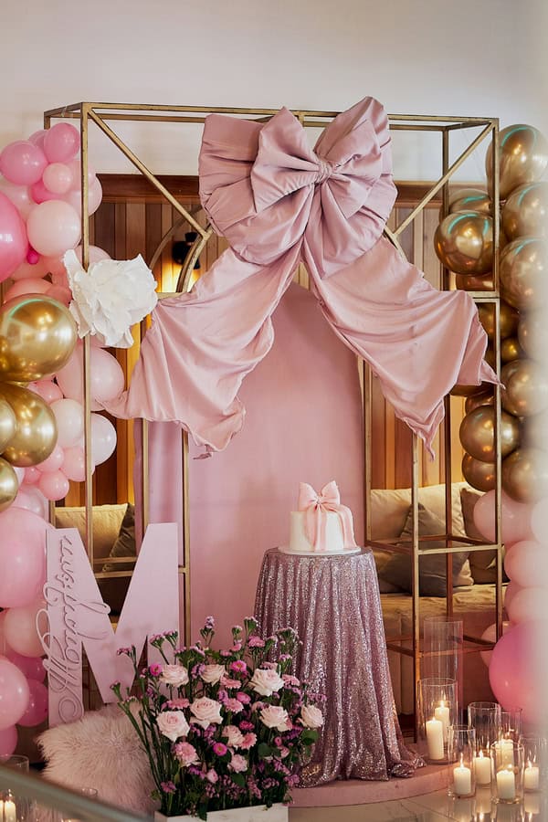 Pretty Girls Baptish With Pink Bows Gorgeous Florals