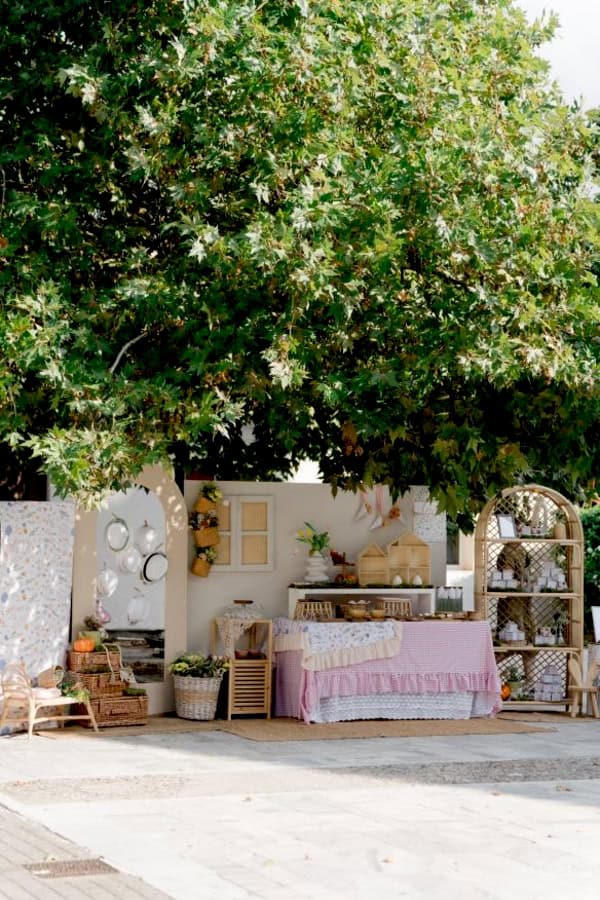 Boho Picnic Girl Baptism Earthy Tones Floral Details