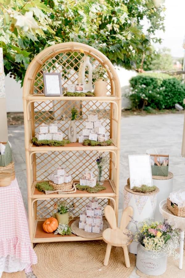 Boho Picnic Girl Baptism Earthy Tones Floral Details