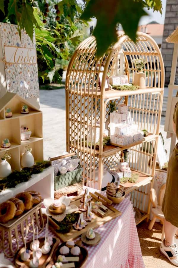 Boho Picnic Girl Baptism Earthy Tones Floral Details