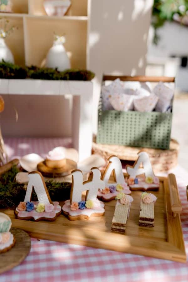 Boho Picnic Girl Baptism Earthy Tones Floral Details