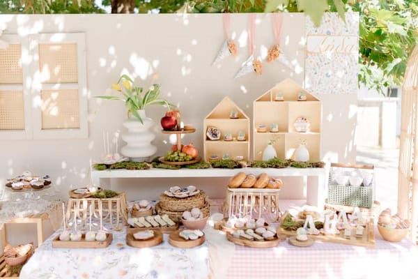 Boho Picnic Girl Baptism Earthy Tones Floral Details