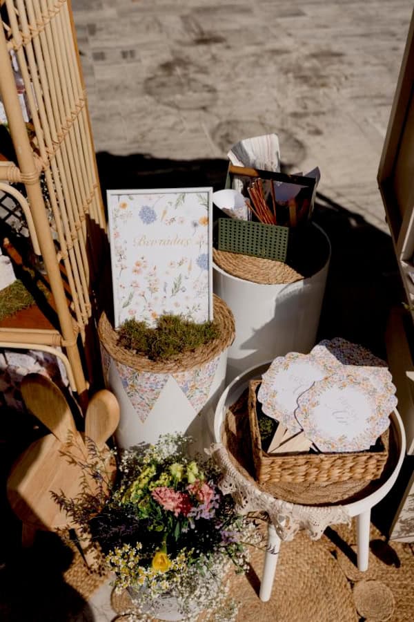 Boho Picnic Girl Baptism Earthy Tones Floral Details