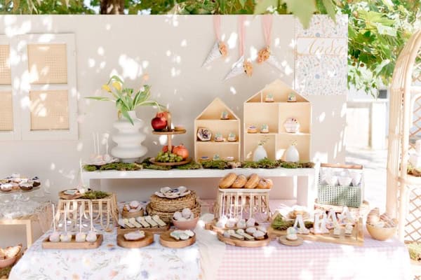 Boho Picnic Girl Baptism Earthy Tones Floral Details
